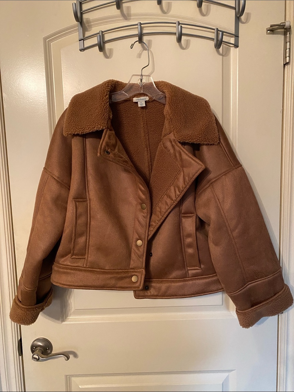 Sundance Women's Brown Vegan Shearling-Style Jacket w Sundance garment bag (PL)